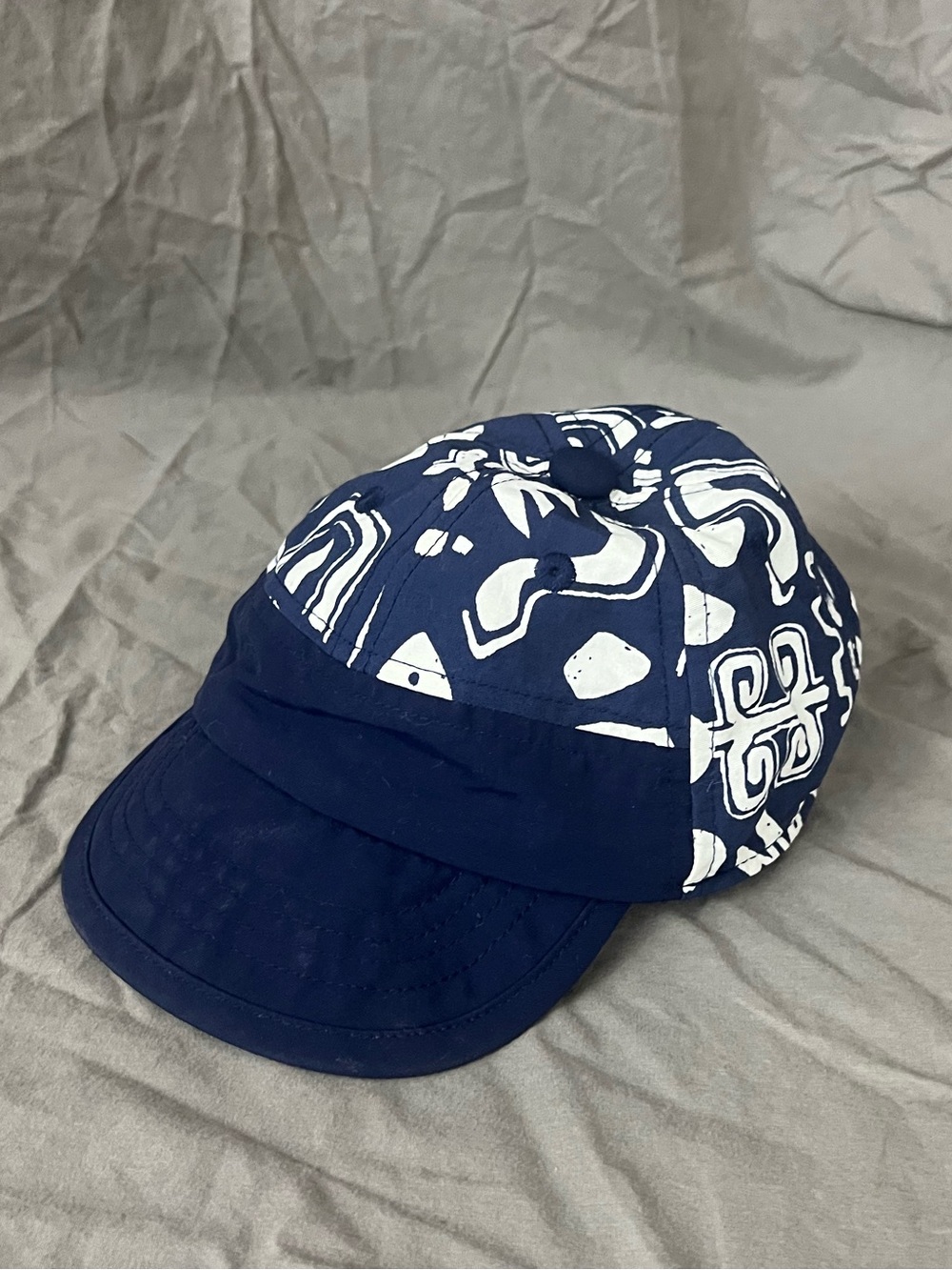 Patagonia Navy and White Printed baby hat
